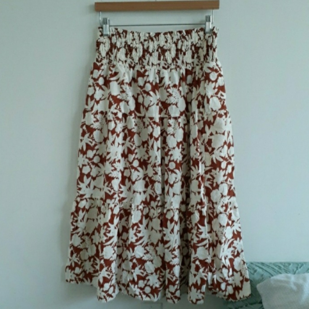 Universal Thread Floral Skirt - Brown and White